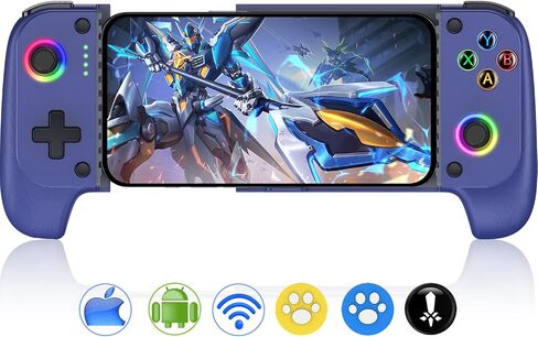 Mobile Gaming Controller for iPhone/Android,Wireless Phone Controller Support Phone Case, Hall Effect Game Controller with RGB for Xbox Game, for PlayStation,Cloud Gaming,Call of Duty,Steam Link -Blue in Saudi Arabia
