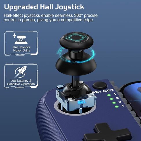 Mobile Gaming Controller for iPhone/Android,Wireless Phone Controller Support Phone Case, Hall Effect Game Controller with RGB for Xbox Game, for PlayStation,Cloud Gaming,Call of Duty,Steam Link -Blue in Saudi Arabia