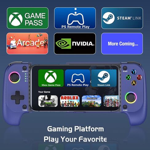 Mobile Gaming Controller for iPhone/Android,Wireless Phone Controller Support Phone Case, Hall Effect Game Controller with RGB for Xbox Game, for PlayStation,Cloud Gaming,Call of Duty,Steam Link -Blue in Saudi Arabia