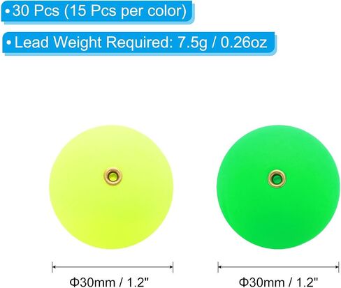 PATIKIL Fishing Bobber 24mm/0.9 Inch Dia, 30 Pack Slip Foam Floats Buoy Rig Stoppers for Crappie Trout Bass Fishing, Red,Green in Saudi Arabia