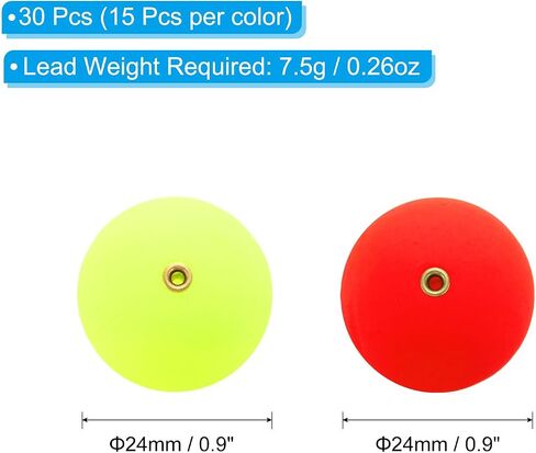PATIKIL Fishing Bobber 24mm/0.9 Inch Dia, 30 Pack Slip Foam Floats Buoy Rig Stoppers for Crappie Trout Bass Fishing, Red,Green in Saudi Arabia