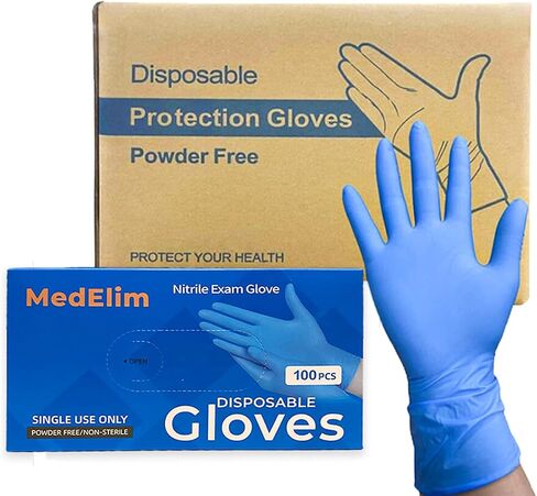 MEDELIM Nitrile Medical Exam Gloves: Powder-Free, Non-Sterile, 5 mil Disposable Glove, Blue in Kuwait