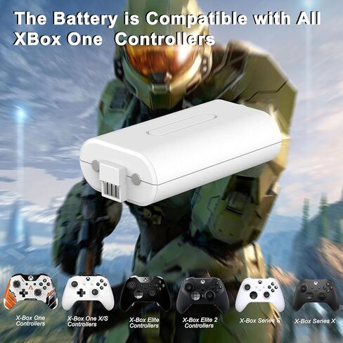 Rechargeable Xbox one Battery Pack,2Pack 5180mWh(1400mAH) 3.7V Lithium Batteries White Compatible for Xbox Series X|S,Xbox One S/One X/Elite Controllers(2 Batteries Only) in Saudi Arabia
