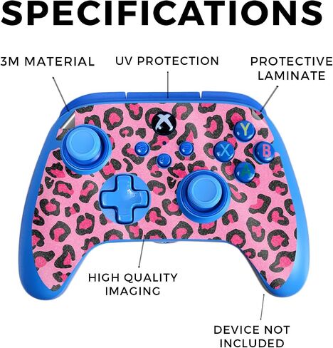 Glossy Glitter Gaming Skin Compatible with PowerA Xbox Series X|S Enhanced Wired Controller - Pink Leopard - Premium 3M Vinyl Protective Wrap Decal Cover | Crafted in The USA by MightySkins in Saudi Arabia