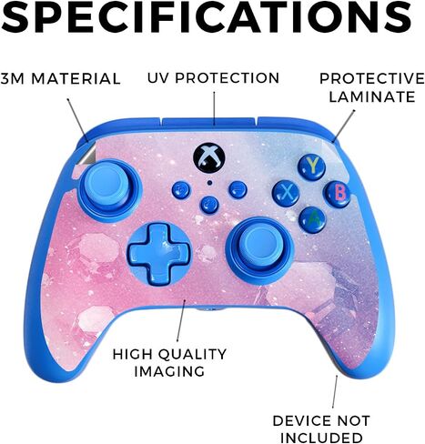Glossy Glitter Gaming Skin Compatible with PowerA Xbox Series X|S Enhanced Wired Controller - Pink Diamond - Premium 3M Vinyl Protective Wrap Decal Cover | Crafted in The USA by MightySkins in Saudi Arabia