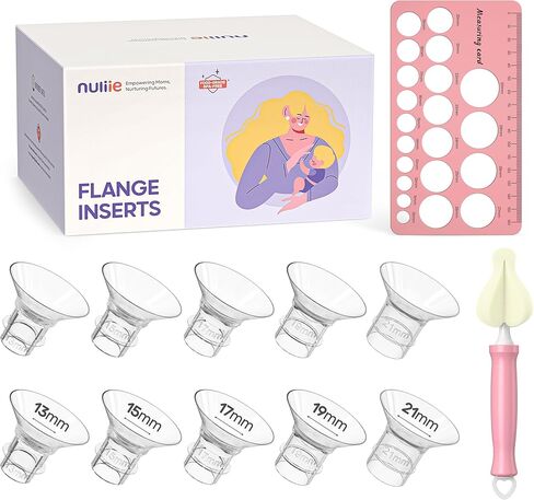 Nuliie 8PCS Flange Inserts 14/16/18/20mm for 24mm Flange/Shield of Most Pumps, BPA Free Flange Sizing Kit, Compatible with Momcozy/Medela/Elvie/Spectra/Bellababy/TSRETE/Willow/Nuliie Breast Pumps in Kuwait