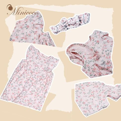 Baby Girls Ruffled Sleeve Rompers Toddler Girls Jumpsuits One-Piece Cotton Outfits in Kuwait