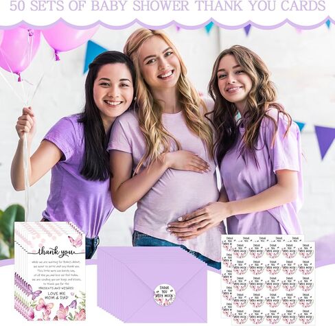 Chuangdi 50 Sets Baby Shower Thank You Cards with Envelopes and Sticker 50 Baby Shower Appreciation Greeting Cards Gratitude Gift for Guest(Star) in Saudi Arabia