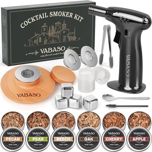 Vabaso 20 Piece Cocktail Shaker Set with Rotating Stand, 25oz Stainless Steel Black Bartender Kit Bar Tools Set for Home, Bars, Parties and Traveling, Cocktail Lovers Gift in Kuwait