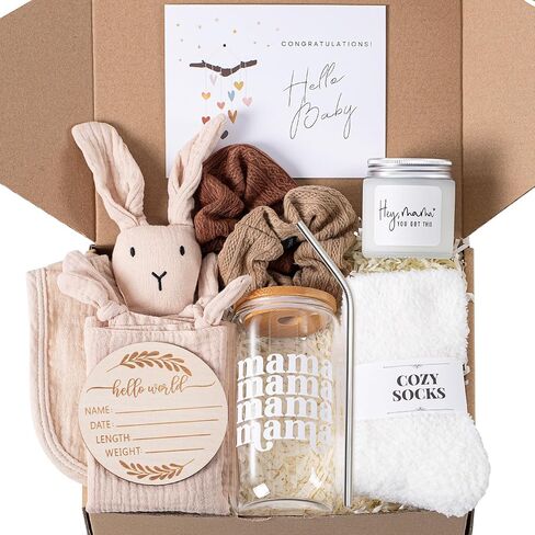 New Mom Gifts & Baby Shower Gifts for Girls Boys, 7-Piece New Mom Gift Basket After Birth, Pregnancy Gifts for First-Time Moms, Expecting Mom - New Mom Care Package After Baby, Postpartum Gifts in Saudi Arabia