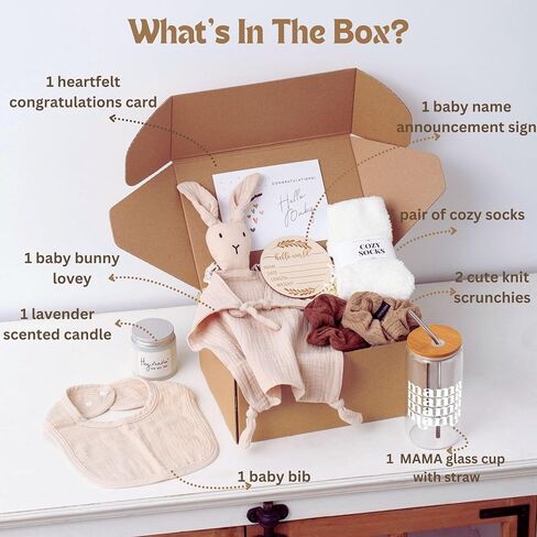 New Mom Gifts & Baby Shower Gifts for Girls Boys, 7-Piece New Mom Gift Basket After Birth, Pregnancy Gifts for First-Time Moms, Expecting Mom - New Mom Care Package After Baby, Postpartum Gifts in Saudi Arabia