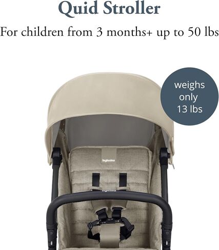 Inglesina Quid Stroller - Alpaca Beige - Ultra Compact Lightweight Travel Stroller, Babies and Toddlers, Airplane Overhead, Foldable, Reclining Seat, Collapsible Canopy, 3 Months - 50 lbs, BPA Free in Saudi Arabia
