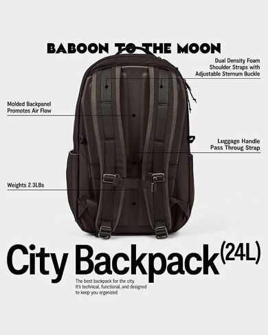 Baboon to the Moon City Backpack - in Black, Versatile, Water-Repellent, 16" Laptop-Friendly Backpack for Men and Women in Saudi Arabia