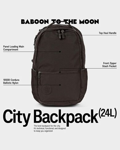 Baboon to the Moon City Backpack - in Black, Versatile, Water-Repellent, 16" Laptop-Friendly Backpack for Men and Women in Saudi Arabia