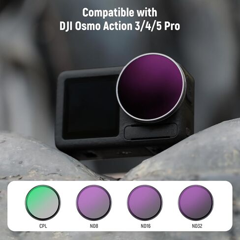 NEEWER ND Filter Set Compatible with DJI Osmo Action 3/4/5 Pro, 6 Pack ND8+ND16+ND32+ND64+ND1000+CPL Neutral Density Polarizing Action Camera Accessories, Multicoated HD Optical Glass, FL-A78 in Saudi Arabia
