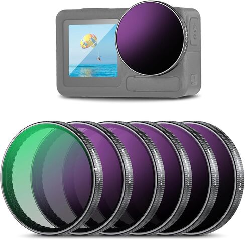 NEEWER ND Filter Set Compatible with DJI Osmo Action 3/4/5 Pro, 6 Pack ND8+ND16+ND32+ND64+ND1000+CPL Neutral Density Polarizing Action Camera Accessories, Multicoated HD Optical Glass, FL-A78 in Saudi Arabia