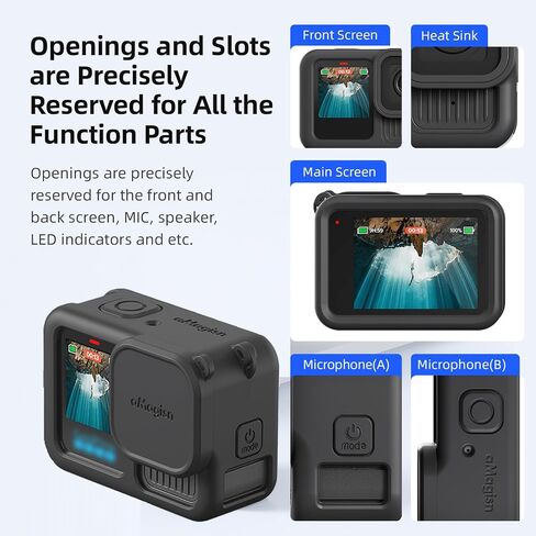 جراب واقٍ من السيليكون الأسود Hero13 واقي شاشة لحقيبة GoPro Hero 13 Black Hero13 أسود، واقي شاشة زجاجي غطاء مطاطي ناعم (أسود) in Kuwait