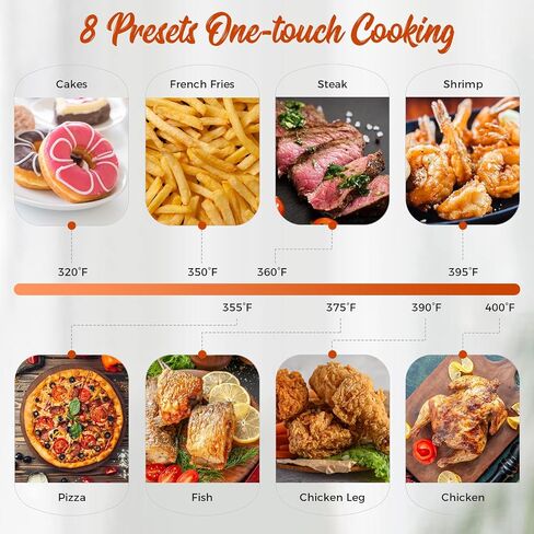 Air Fryer Oven with View Window, 9.5QT XL Large Airfryer Stainless Steel, 400°F Temp, 1min/Time Control, 9 1-Touch Cooking Presets, Nonstick, Automatic Light, Panel Tilt Friendly, 1700W in Saudi Arabia