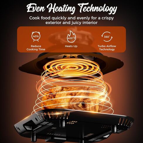 Air Fryer Oven with View Window, 9.5QT XL Large Airfryer Stainless Steel, 400°F Temp, 1min/Time Control, 9 1-Touch Cooking Presets, Nonstick, Automatic Light, Panel Tilt Friendly, 1700W in Saudi Arabia