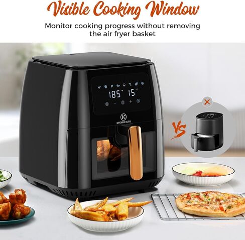 Air Fryer Oven with View Window, 9.5QT XL Large Airfryer Stainless Steel, 400°F Temp, 1min/Time Control, 9 1-Touch Cooking Presets, Nonstick, Automatic Light, Panel Tilt Friendly, 1700W in Saudi Arabia
