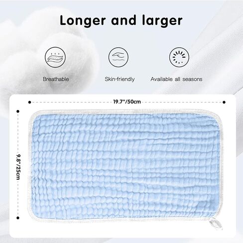 Muslin Burp Cloths 100% Cotton 20''x10'' Hand Washcloths for Baby, Super Soft and Absorbent 6 Layers Baby Burping Cloth for Boys Girls (Rainbow & Animals, 6 Pack) in Saudi Arabia