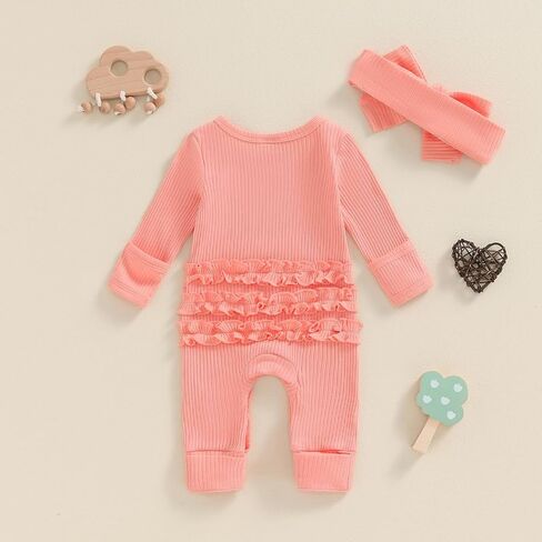 Yvowming Newborn Baby Girl Fall Winter Outfits Clothes Knit Romper Coming Home Outfit for Baby Girl in Kuwait