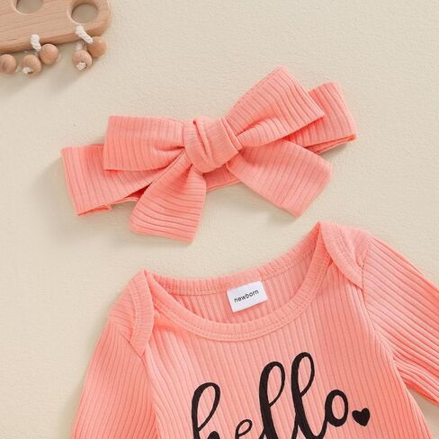 Yvowming Newborn Baby Girl Fall Winter Outfits Clothes Knit Romper Coming Home Outfit for Baby Girl in Kuwait