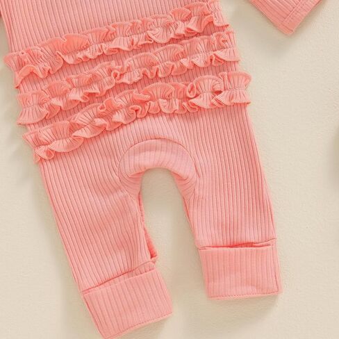 Yvowming Newborn Baby Girl Fall Winter Outfits Clothes Knit Romper Coming Home Outfit for Baby Girl in Kuwait