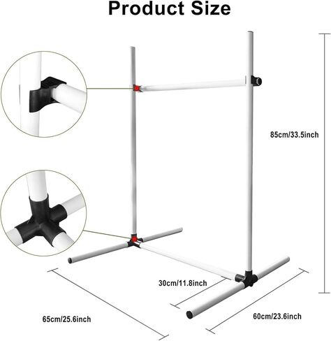 معدات تدريب القفز على خفة الحركة للكلاب: دورة قفزات رشاقة الكلاب مع قضبان قفز بارتفاع قابل للتعديل متضمنة حقيبة حمل - مجموعة تدريب على قفز الكلاب في الداخل والخارج (أصفر) in Kuwait