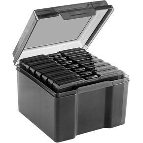 Photo Storage Box 5 x 7 Inches, 18 Inner Extra Large Photo Boxes With Dividers, Acid-Free Photo Storage Containers, Seed Organizer Craft Storage Box for Photos, Crafts, Stamps etc (Black+Clear)
