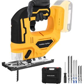 Jig Saw for Dewalt 18V/20V Max Battery, Cordless Jigsaw Tool Brushless Motor, Up To 2900 RPM, 45 Degree Beveled Cuts, LED Light for 4 Curve Cuttings, Plastic Box Include for Easy Carry (No Battery)
