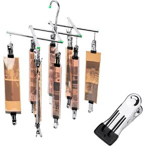 JJC 35mm 120 Film Drying Hanging Rack, Stainless Steel Film Hanger Windproof with 10 Clips Anti-Slip, Foldable Frame Compatible for 135 120 4x5 Negative Film