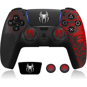 Anti-Slip PS5 Controller Skin, PS5 Controller Accessories, Non-Slip Silicone PS5 Controller Cover Case with Thumb Grip Gaps, Touch Pad Sticker and Cover Wrap Stickers