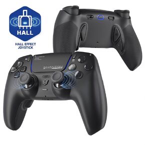 HEXGAMING PHANTOM Pro Controller with 4 Remappable Buttons, 6 Remapping Profiles, 8 Interchangeable Analog Stick, and Adjustable Triggers Compatible with ps5, PC, Mobile - Hall Effect Shadow Gray