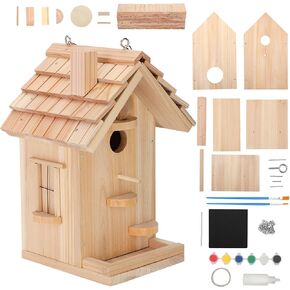 DIY Bird House Kits for Adults & Kids, Build Your Own Birdhouse Kit with Premium Cedar Logs, Birdhouse Kits for Adults to Build and Paint