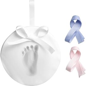 Pearhead Deluxe Clay DIY Handprint And Footprint Keepsake, Personalized Ornament with Letter and Number Stamps, No Mess Air Dry Clay Decor, Holiday Stocking Stuffer Baby Christmas Gift, Set of 2