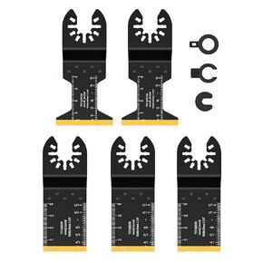 14pcs Titanium Oscillating Tool Blades for Metal Nails Hard Material and Wood Plastic - Multitool Blades Fit Dewalt Bosch Worx Milwaukee Ryobi