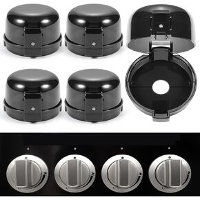 Stove Knob Safety Covers, Unlock with Two-Finger, Press Gas Stove Knob Locks, Upgraded Oven Lock Knob Covers for Child Safety, Black Color, Pack of 5