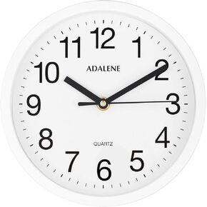 Adalene Wall Clocks Battery Operated Non Ticking - 10 Inch Completely Silent Wall Clock, Analog Quartz Office Wall Clock - Vintage White Wall Clock for School, Non Ticking Wall Clock, Classroom Clock