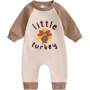 My First Thanksgiving Baby Boy Girl Outfit Little Turkey Romper Jumpsuit Cute Newborn Thanksgiving Clothes