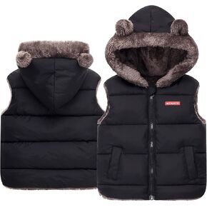 Happy Cherry Toddler Baby Puffer Vest with Hood Ears Hooded Sleeveless Bubble Jacket Insulated Padded Vest 2-7 Years