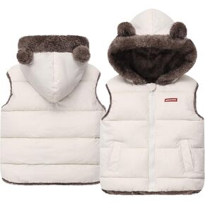 Happy Cherry Toddler Baby Puffer Vest with Hood Ears Hooded Sleeveless Bubble Jacket Insulated Padded Vest 2-7 Years in Kuwait