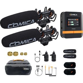 comica VM40 Combo Shotgun Microphone,Super Cardioid Dual-Channel Wireless Mic for Camera,Smartphone and PC