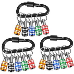 10Pcs 1/4 Inch Hex Shank Screwdriver Bit Holder, Aluminum Alloy Quick-Change Extension Bar Keychain with Socket Adapter, Impact Drill Bit Holder & Carabiner for Drill Bit (10Pcs-A)