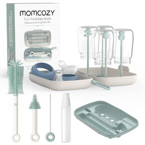 Momcozy Bottle Brush Kit, Innovative Push-Press Design for Better Cleaning - Baby Bottle Cleaner Brush for Baby Bottle, Breast Pumps, Nipples, and More - Can Generate Foam for Better Cleaning, Pink