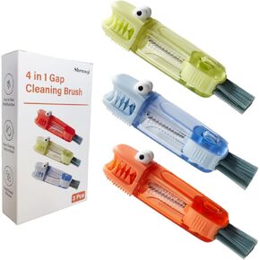 4-in-1 Bottle Cleaning Brush Set, Multifunction Silicone Cup Lid Gap Cleaner, Home Kitchen Crevice Cleaning Tools, 3 Pcs, Multicolor