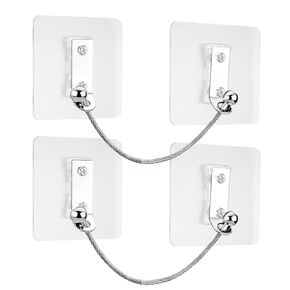 Furniture Anchors 4 Pairs No Drill Heavy Duty Anchors Fridge Lock Adjustable Self-Adhesive Safety Anti Tip Straps for Baby Proofing 220lbs Tension Earthquake Resistant Metal Straps Prevent Falling