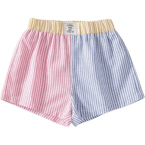 Verdusa Toddler Girl's Striped Color Block Shorts Casual Straight Leg Short