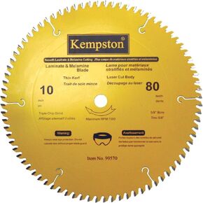 Kempston 99570 10 بوصة × 80 سنًا أرضية مصقولة رفيعة احترافية/شفرة ميلامين مع أربور 5/8 بوصة