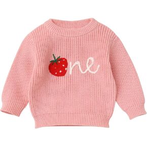 Baby Girl Boy Knit Sweater Crewneck Long Sleeve Pullover Top First Birthday Cake Smash Fall Winter Clothes